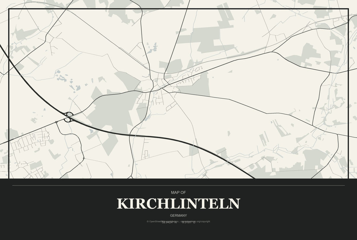 Kirchlinteln, Germany City Map Aluminum Sign in Museum Plaque style