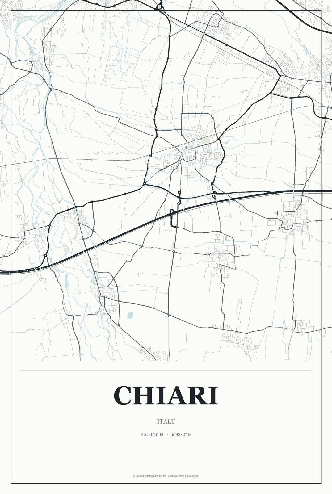 Chiari, Italy City Map Aluminum Sign in Gallery Air style