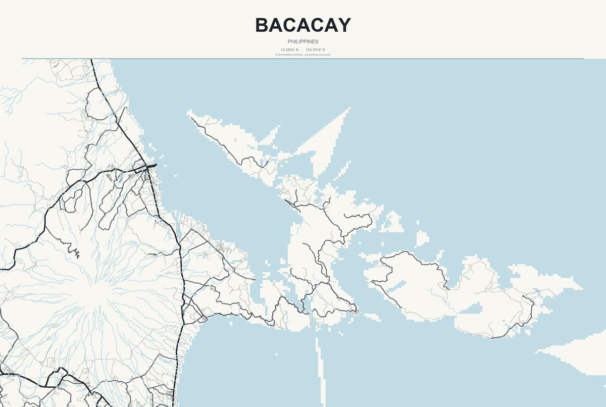 Bacacay, Philippines City Map Aluminum Sign in Headline Atlas style