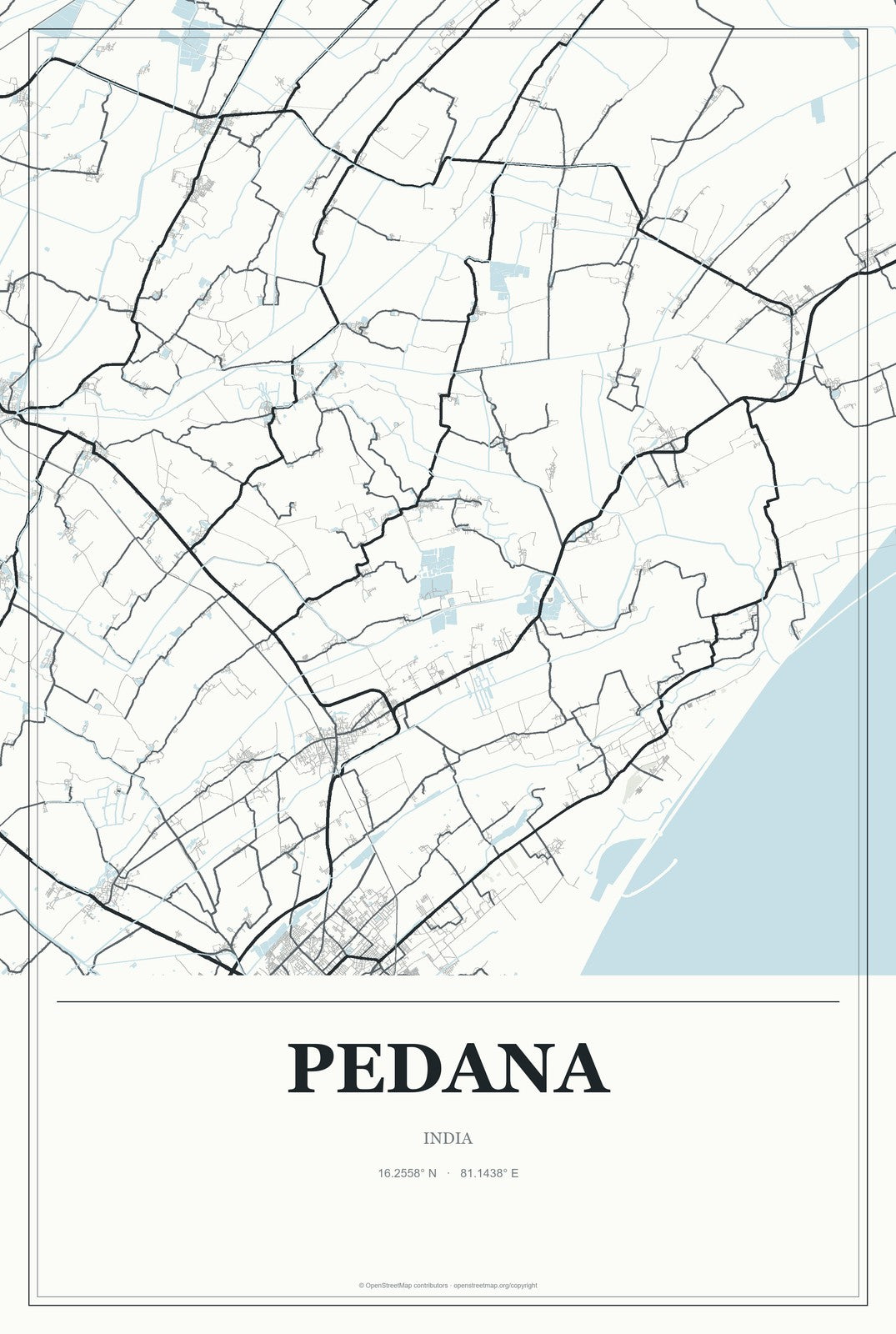 Pedana, India City Map Aluminum Sign in Gallery Air style