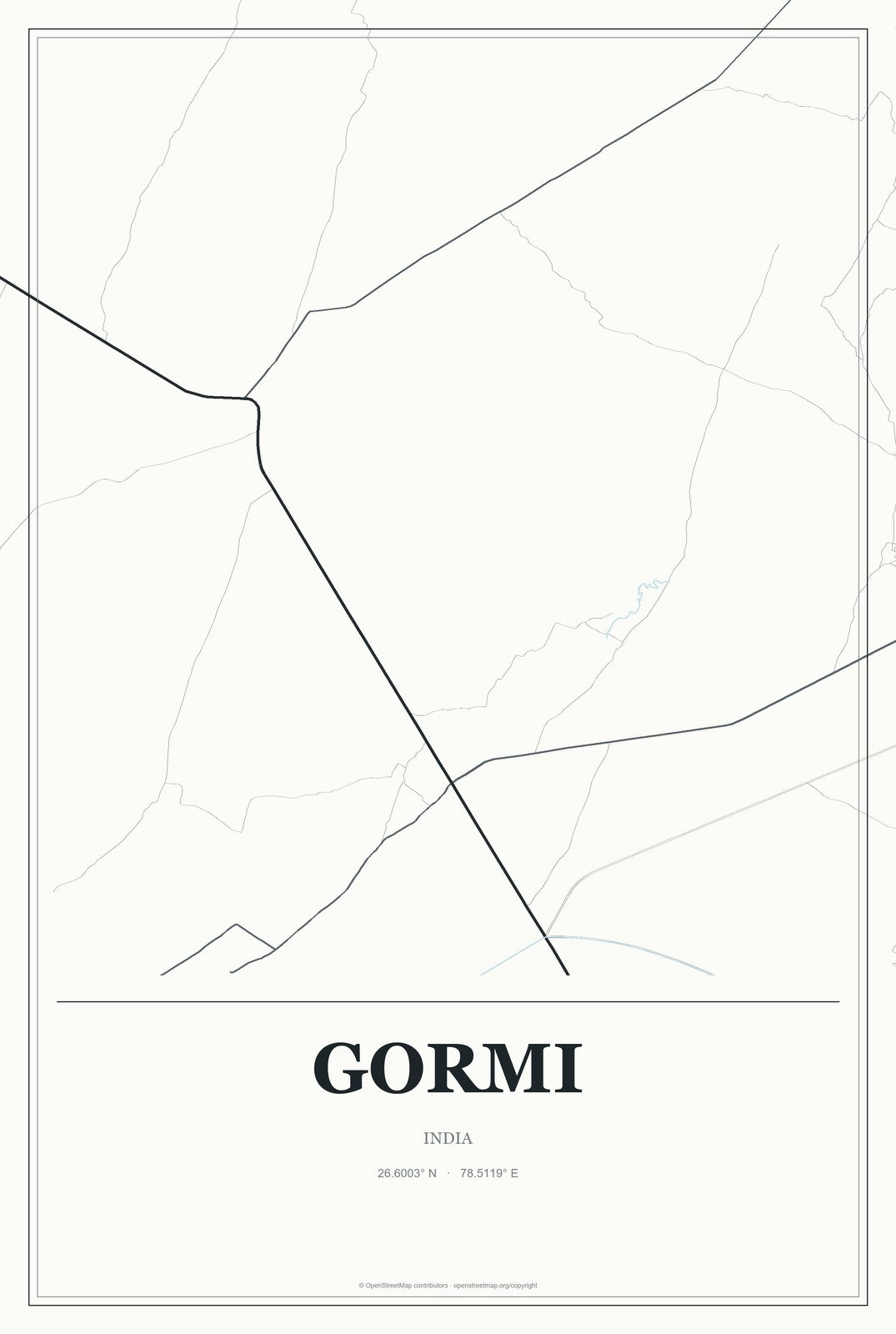 Gormi, India City Map Aluminum Sign in Gallery Air style