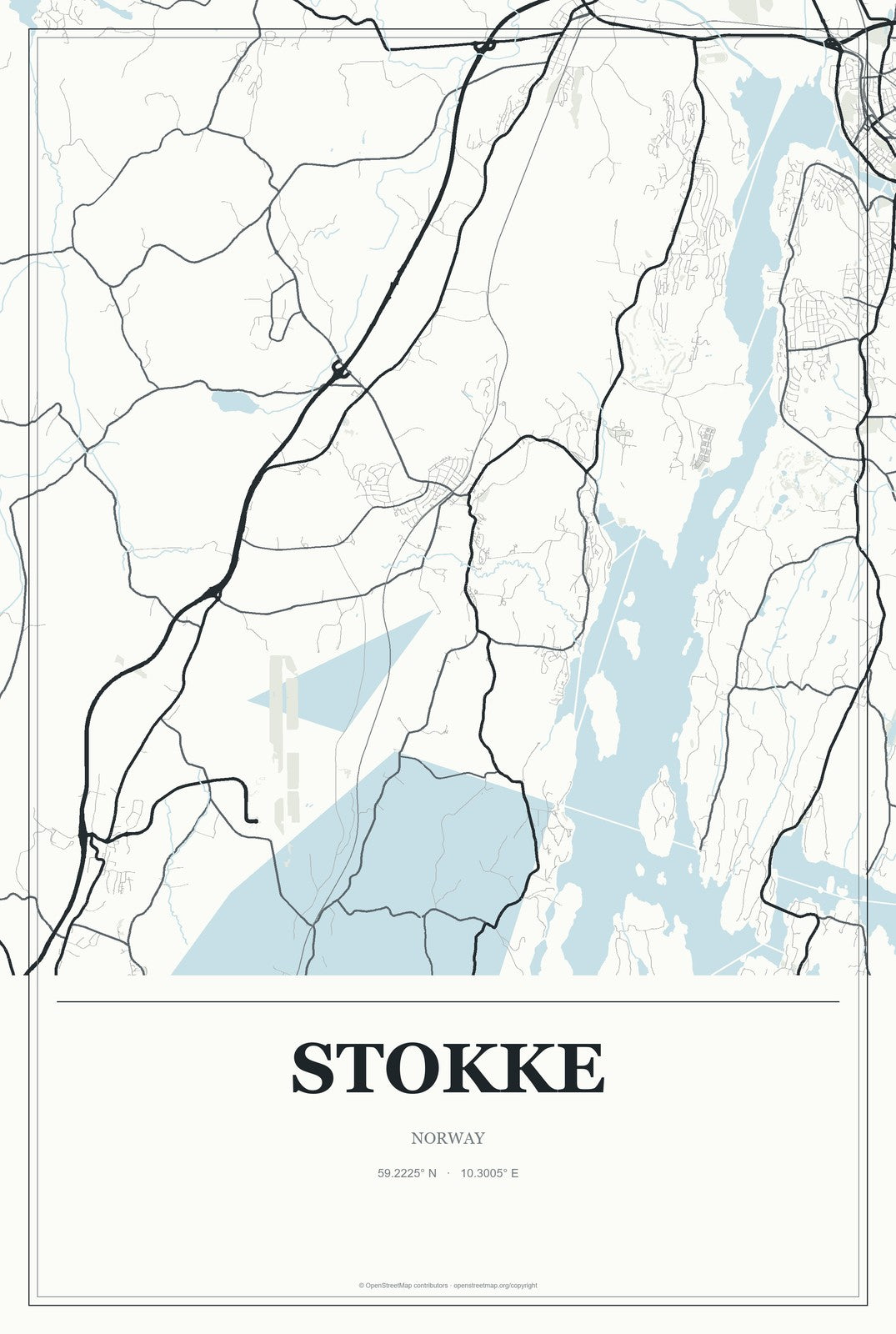 Stokke, Norway City Map Aluminum Sign in Gallery Air style