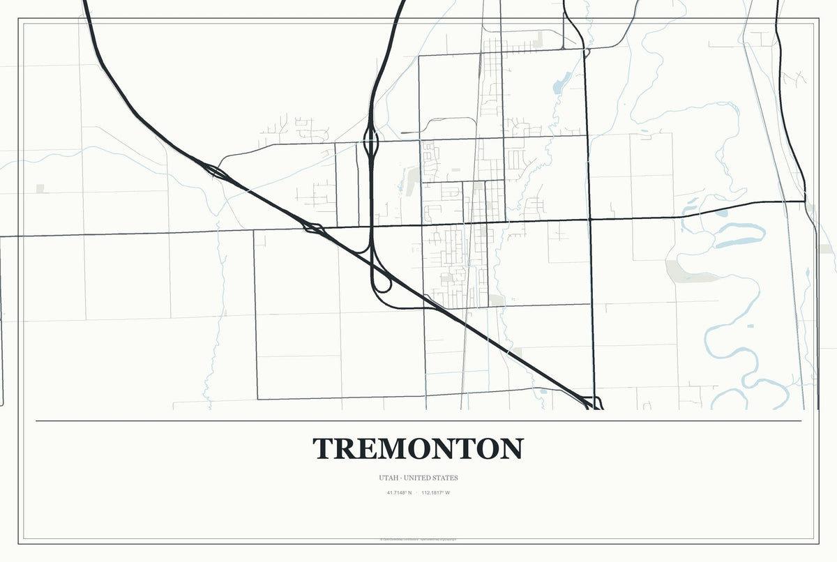 Tremonton, Utah City Map Aluminum Sign in Gallery Air style