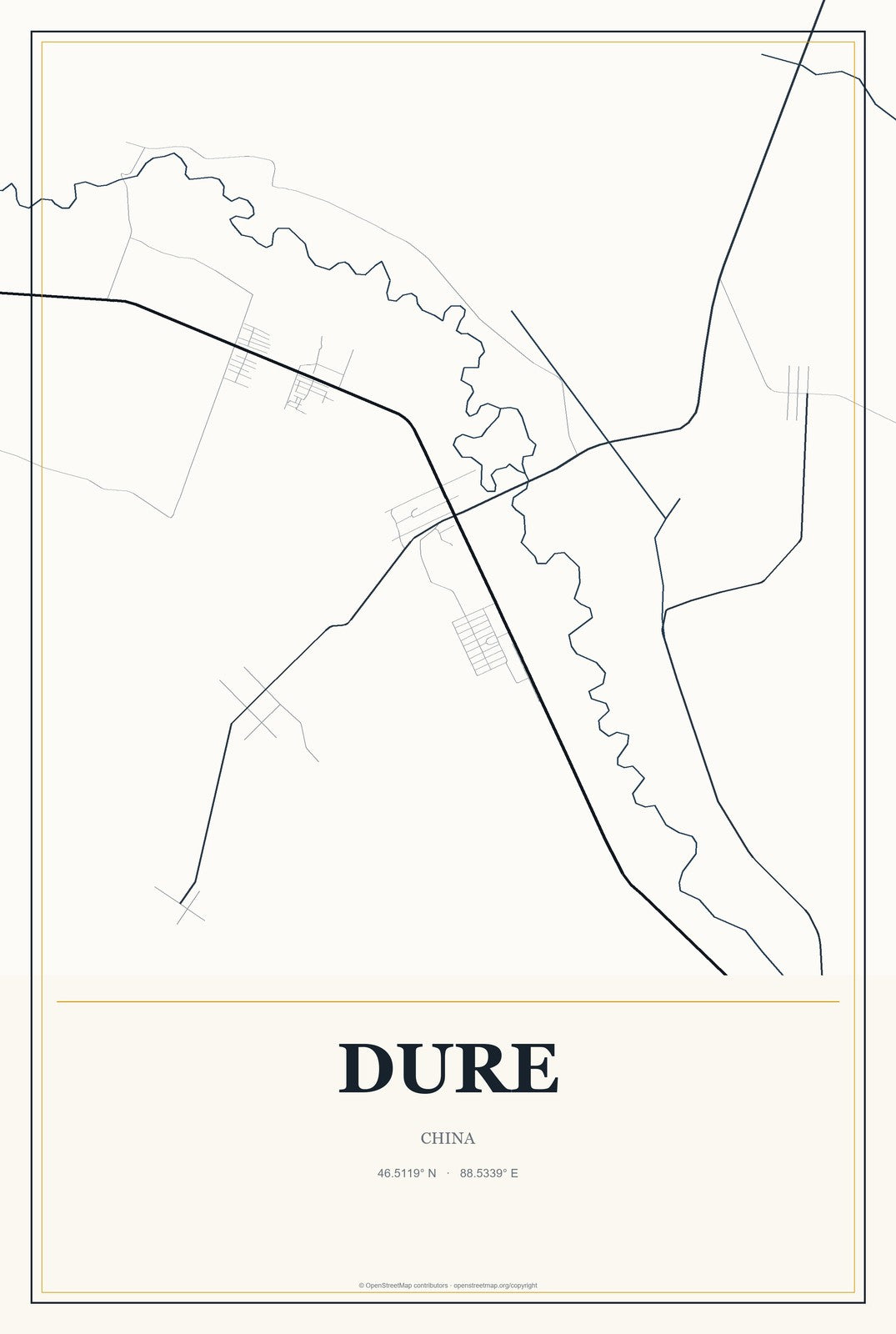 Dure, China City Map Aluminum Sign in Citrine Modern style