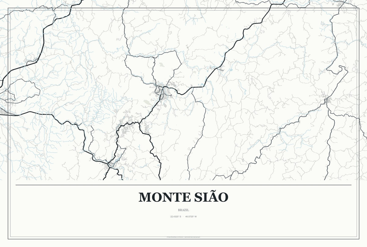 Monte Sião, Brazil City Map Aluminum Sign in Gallery Air style