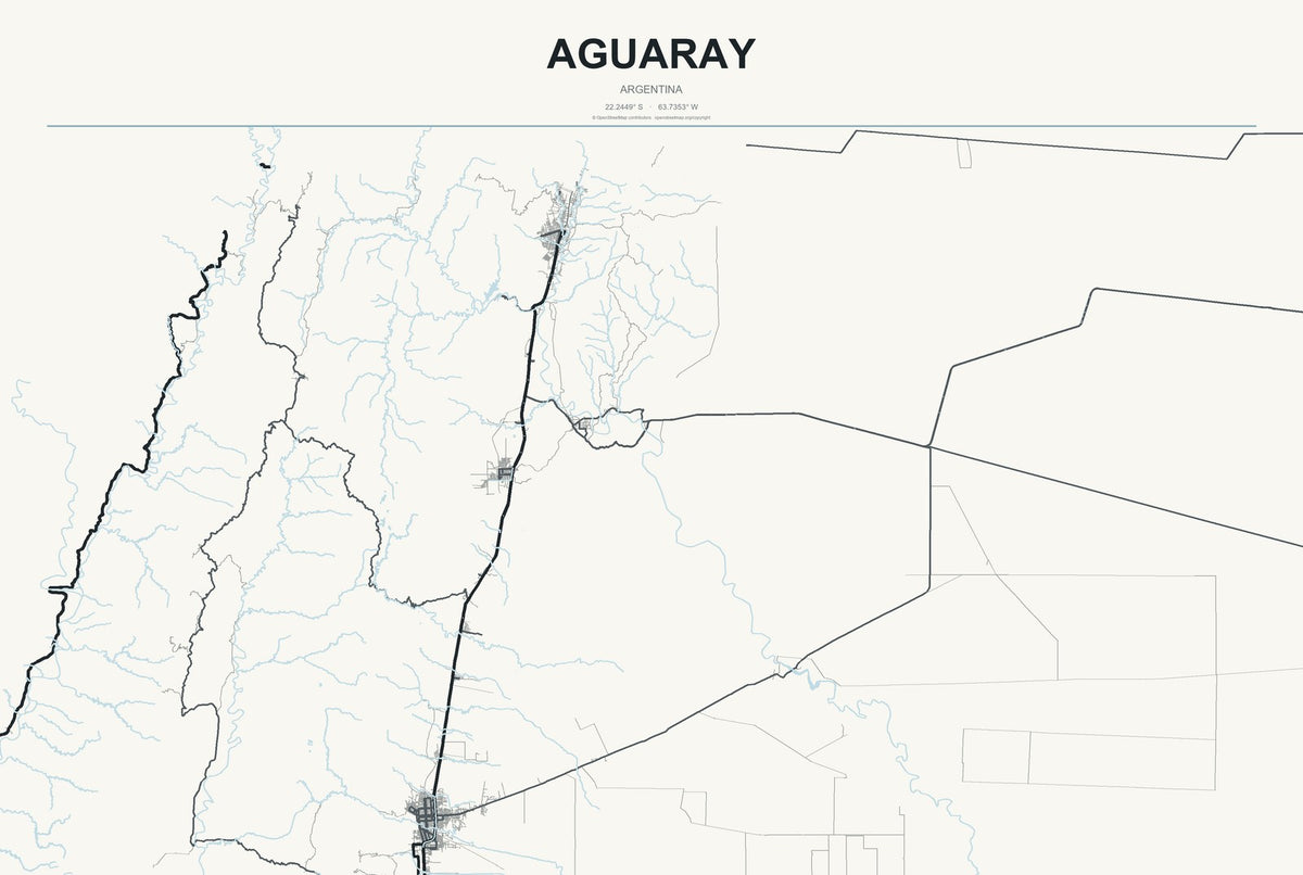 Aguaray, Argentina City Map Aluminum Sign in Headline Atlas style