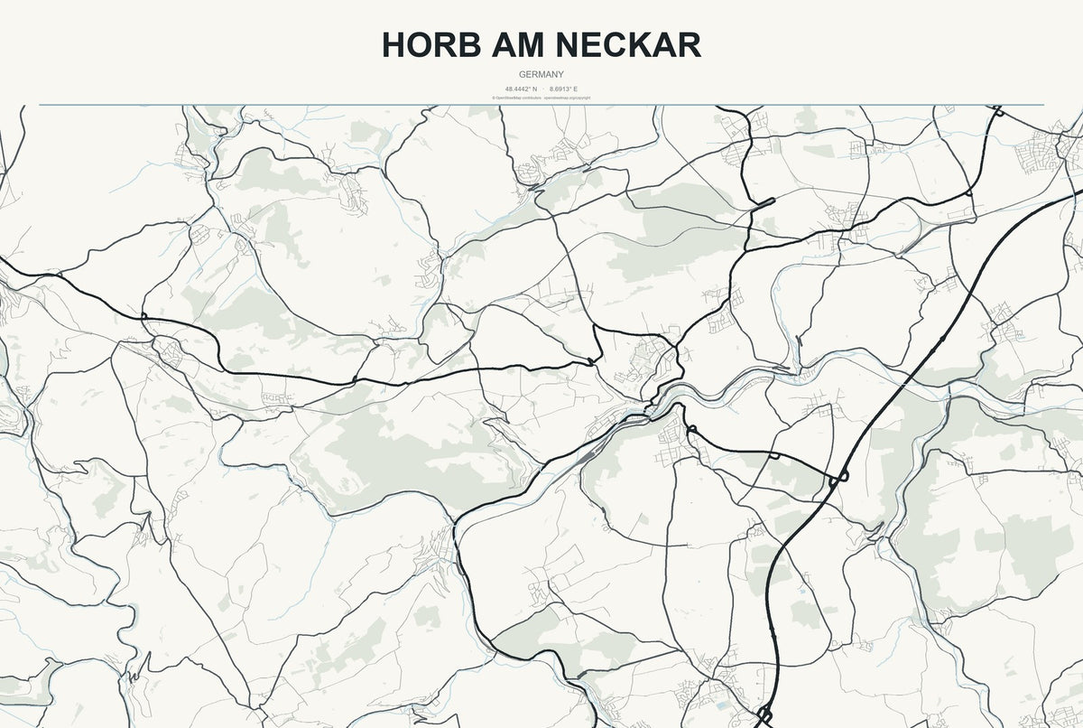 Horb am Neckar, Germany City Map Aluminum Sign in Headline Atlas style