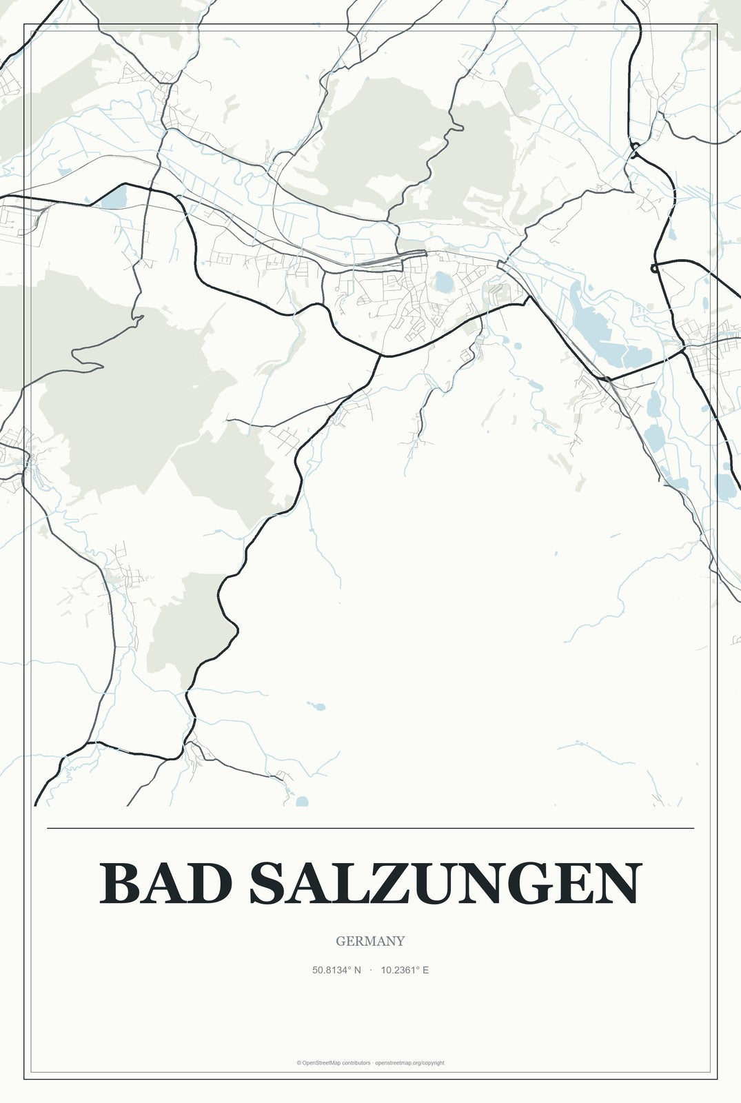 Bad Salzungen, Germany City Map Aluminum Sign in Gallery Air style