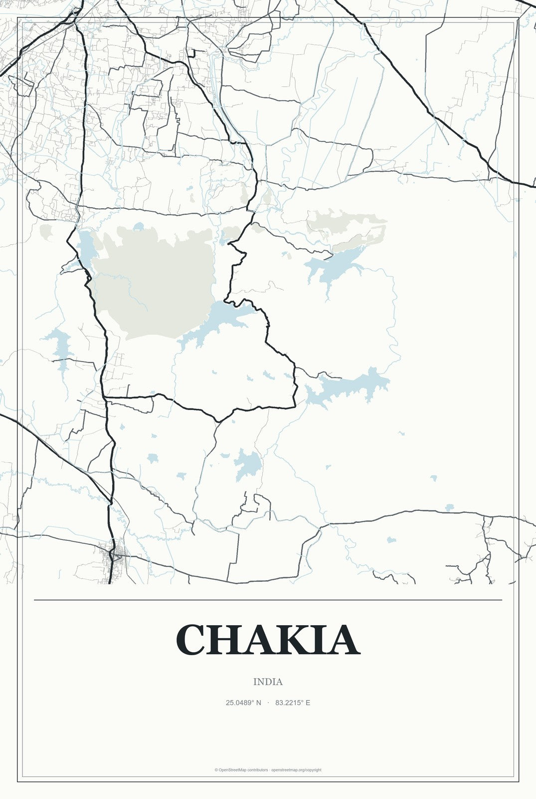 Chakia, India City Map Aluminum Sign in Gallery Air style