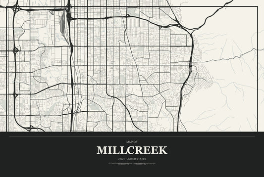 Millcreek, Utah City Map Aluminum Sign in Museum Plaque style