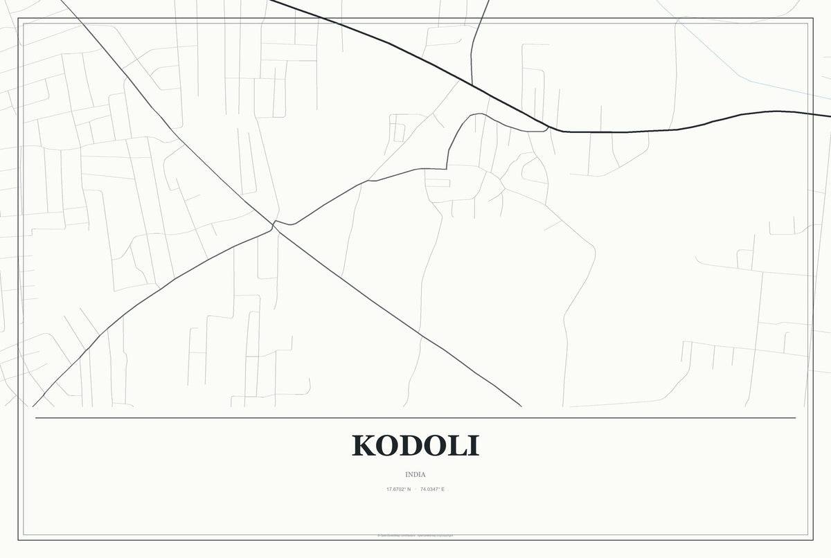 Kodoli, India City Map Aluminum Sign in Gallery Air style