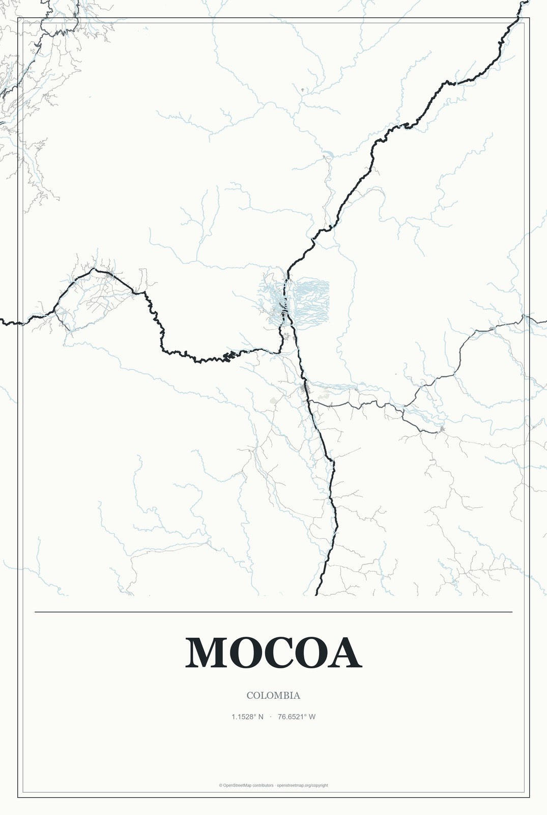 Mocoa, Colombia City Map Aluminum Sign in Gallery Air style