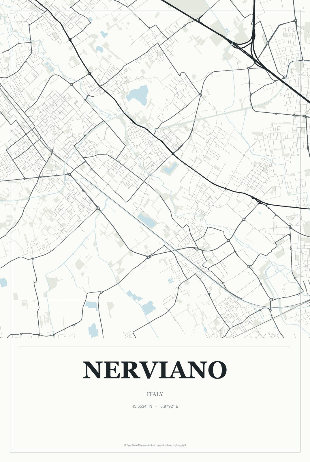 Nerviano, Italy City Map Aluminum Sign in Gallery Air style