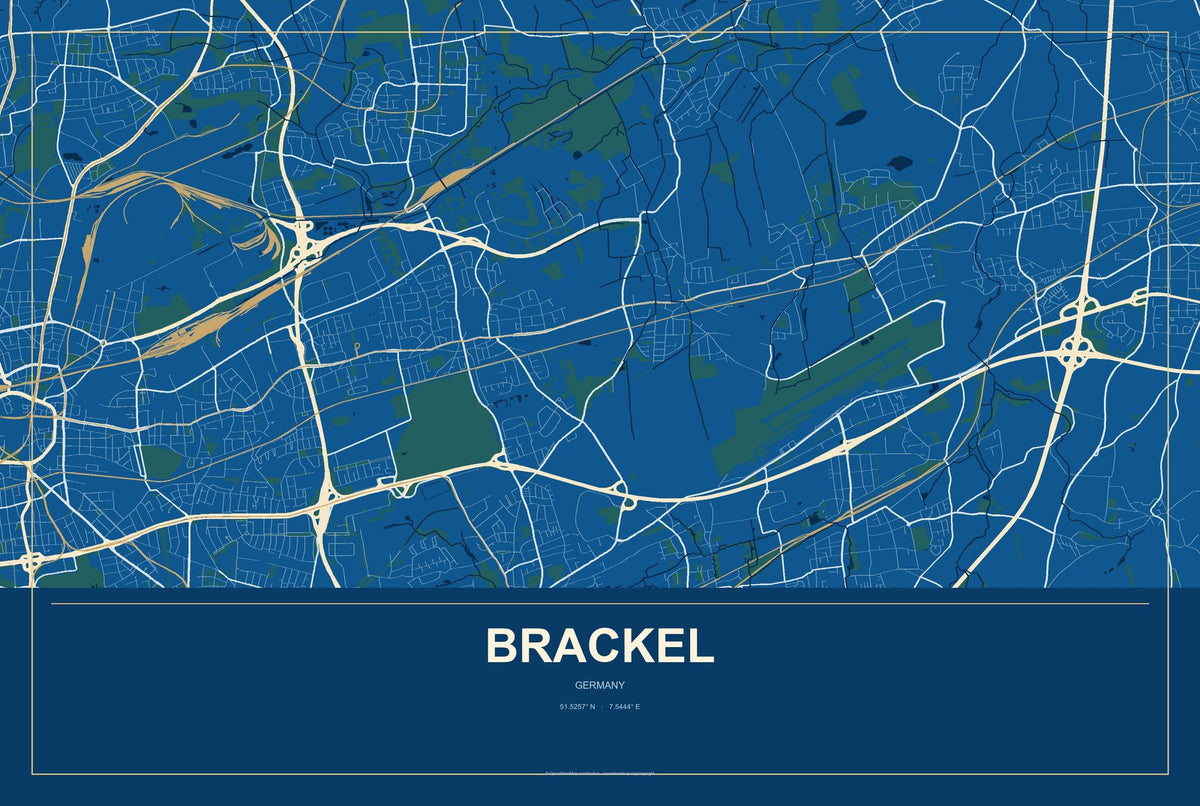 Brackel, Germany City Map Aluminum Sign in Harbor Cobalt style