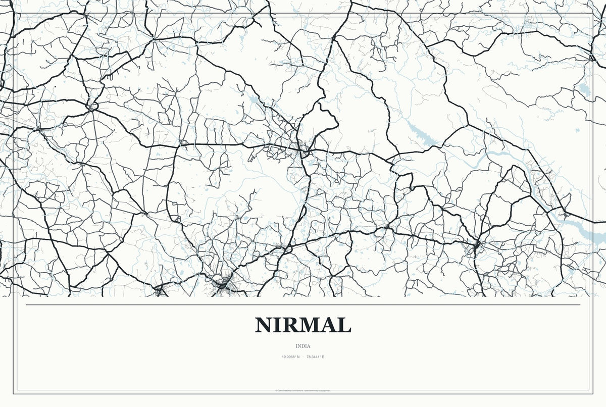 Nirmal, India City Map Aluminum Sign in Gallery Air style