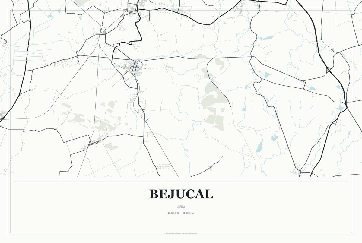 Bejucal, Cuba City Map Aluminum Sign in Gallery Air style