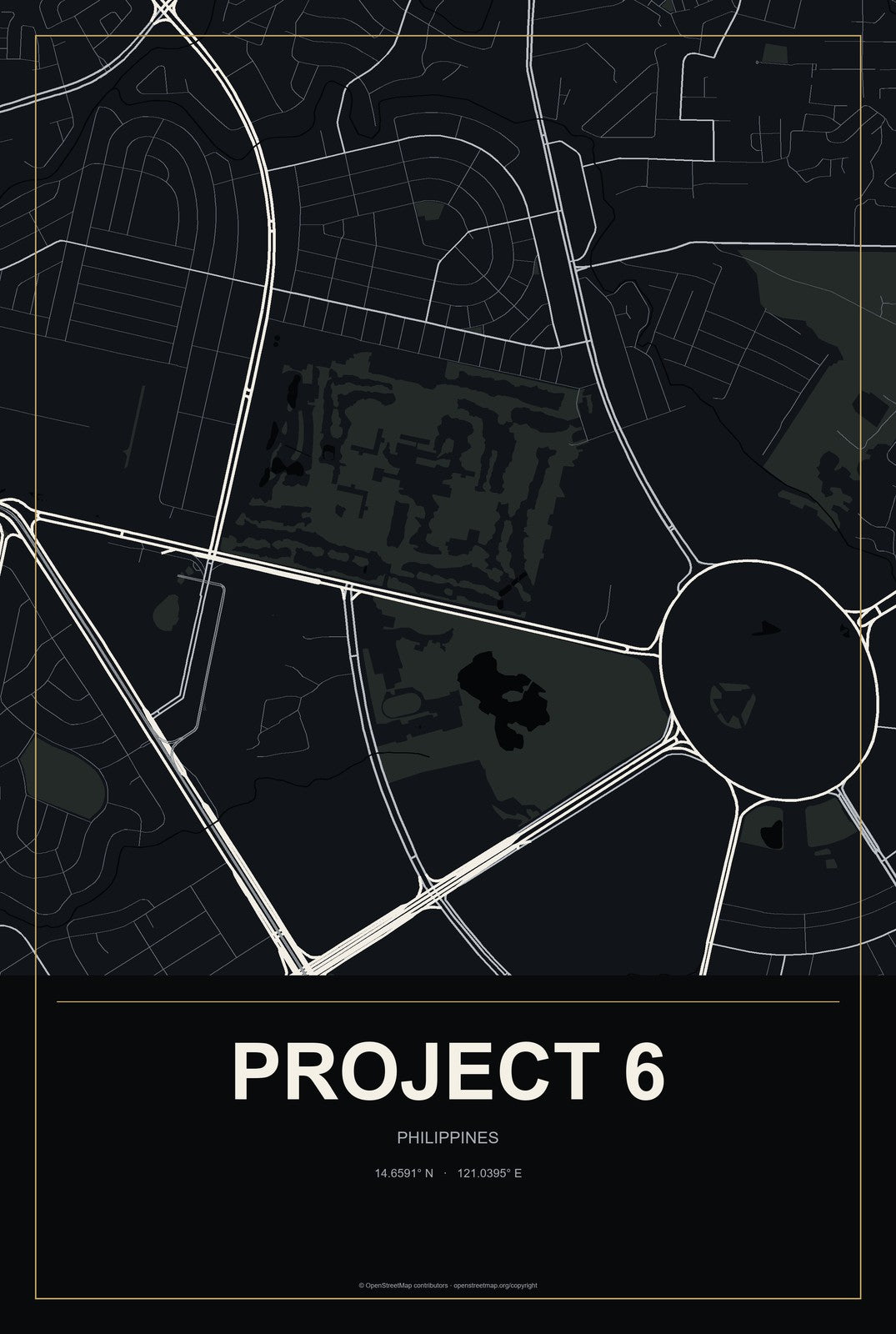 Project 6, Philippines City Map Aluminum Sign in Metropolitan Noir style