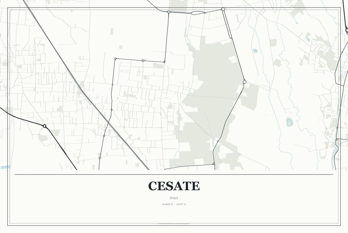 Cesate, Italy City Map Aluminum Sign in Gallery Air style