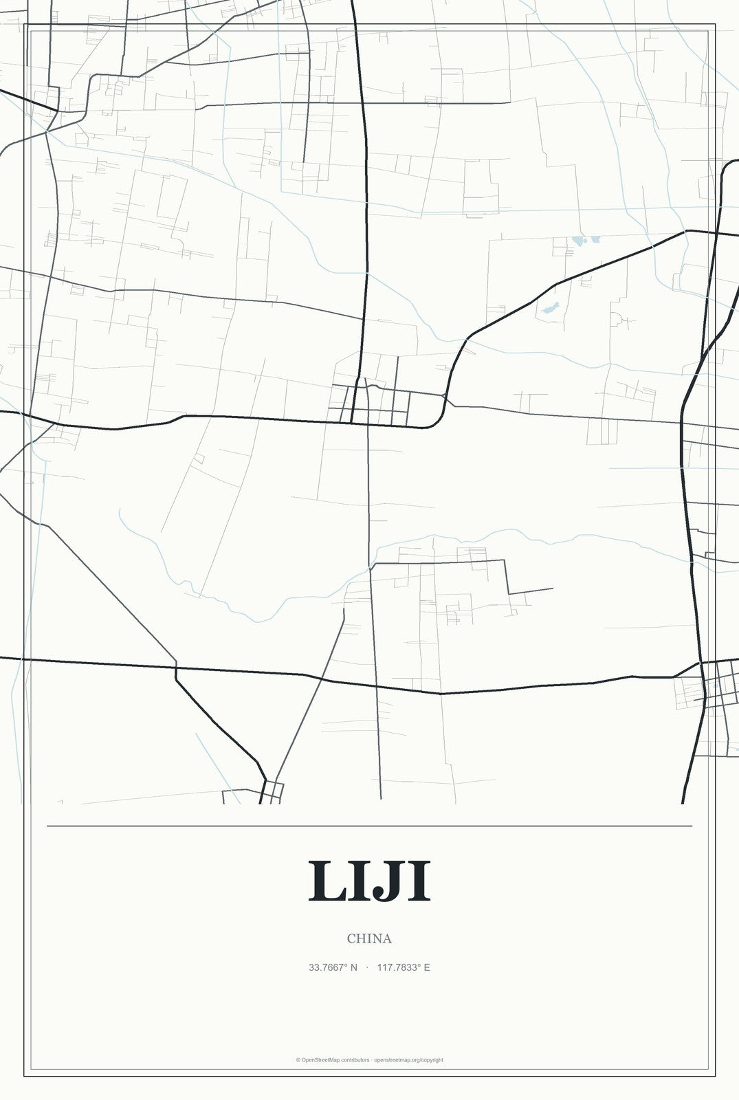 Liji, China City Map Aluminum Sign in Gallery Air style