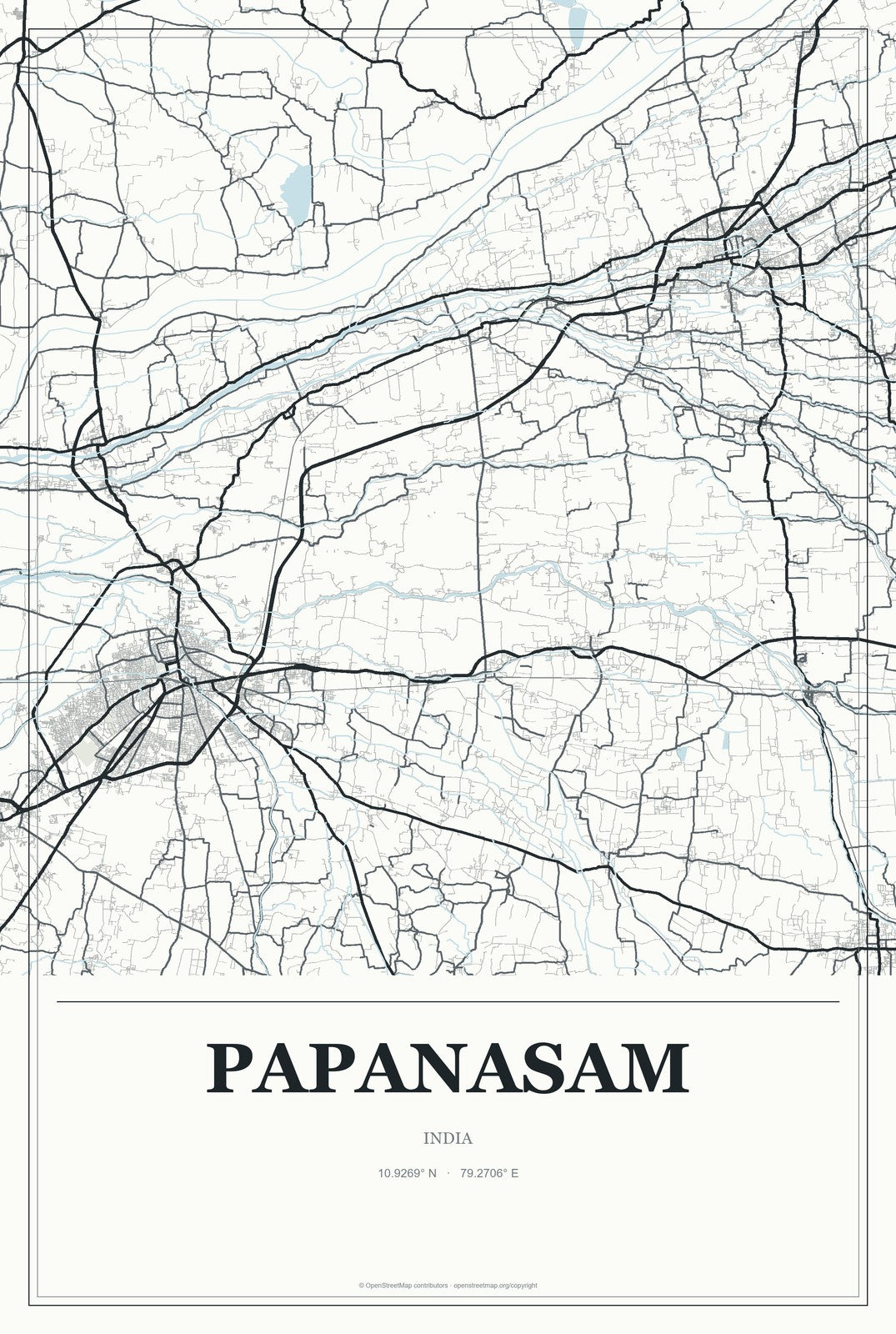 Papanasam, India City Map Aluminum Sign in Gallery Air style