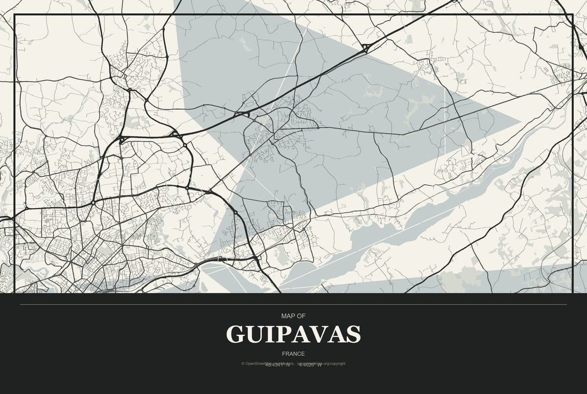 Guipavas, France City Map Aluminum Sign in Museum Plaque style