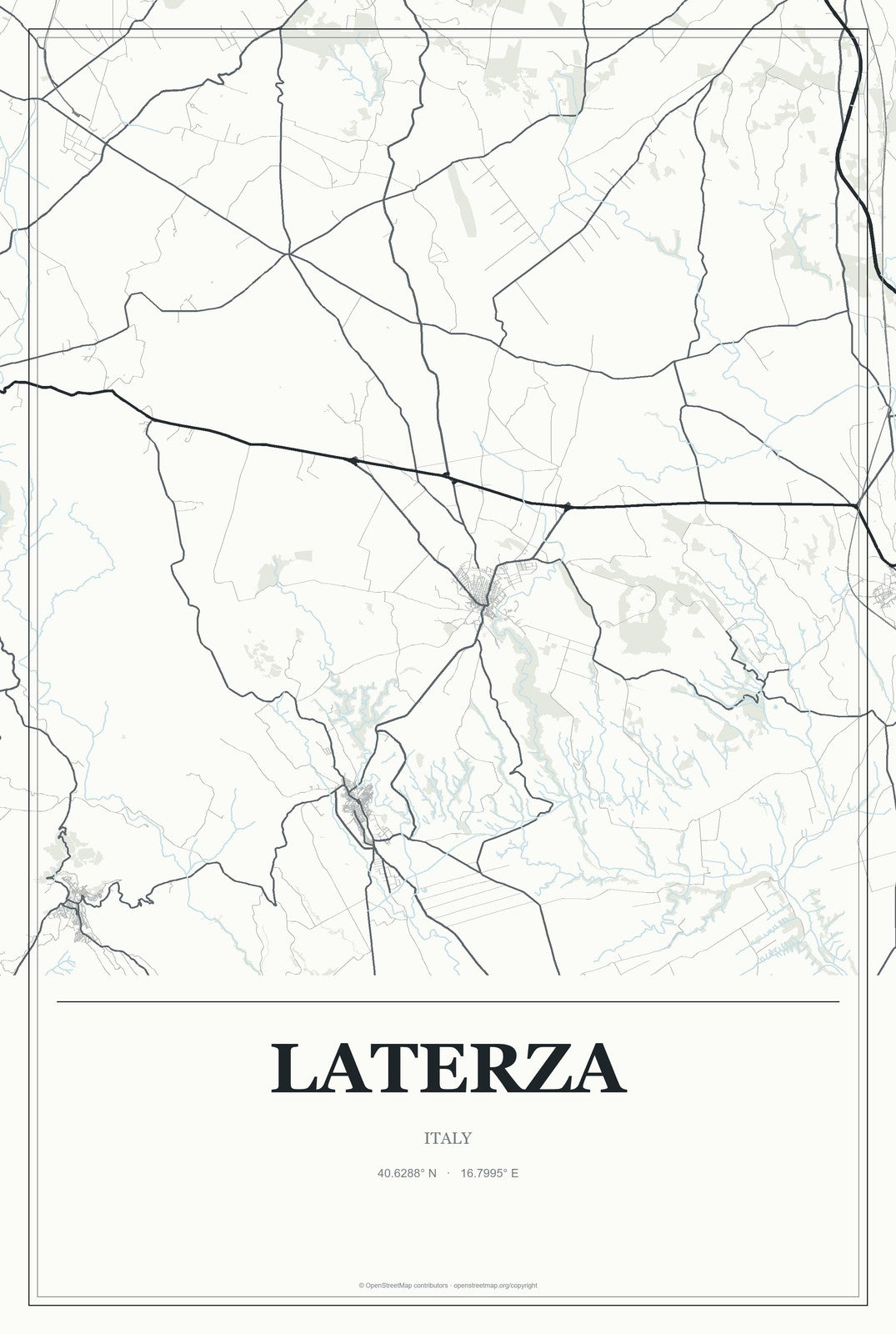Laterza, Italy City Map Aluminum Sign in Gallery Air style