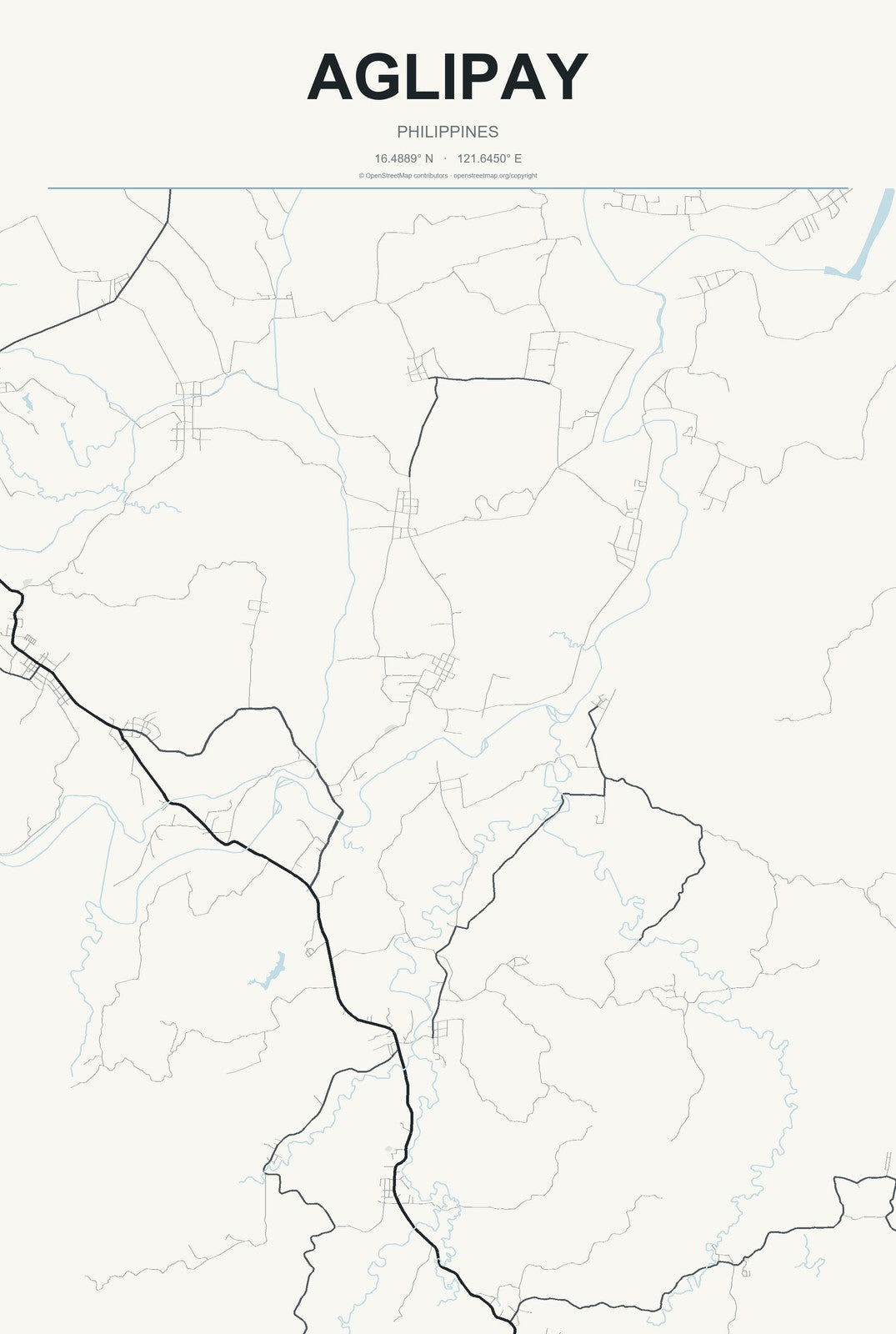 Aglipay, Philippines City Map Aluminum Sign in Headline Atlas style