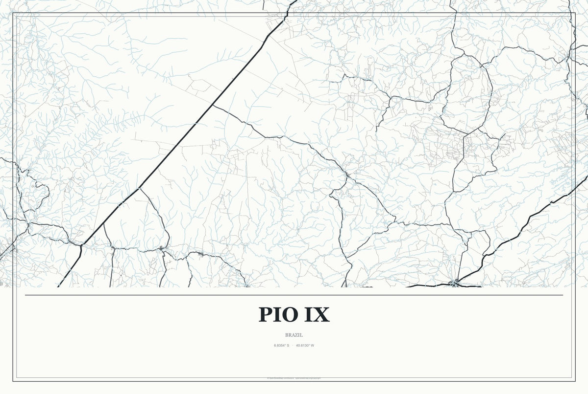 Pio IX, Brazil City Map Aluminum Sign in Gallery Air style