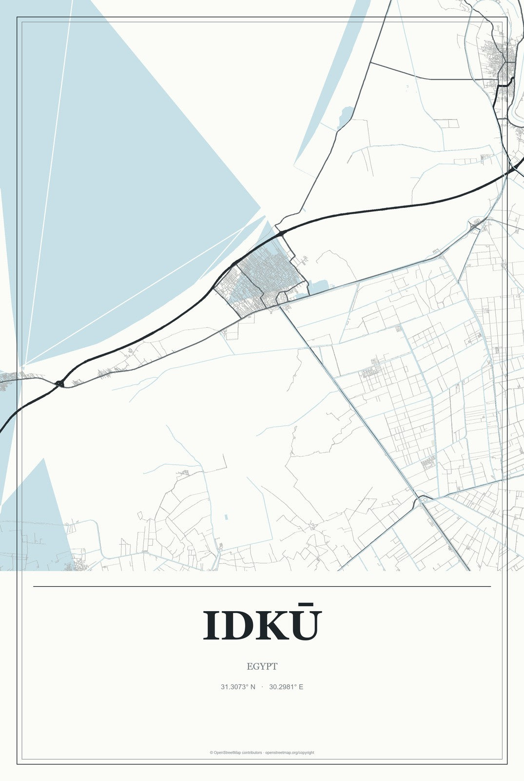 Idkū, Egypt City Map Aluminum Sign in Gallery Air style