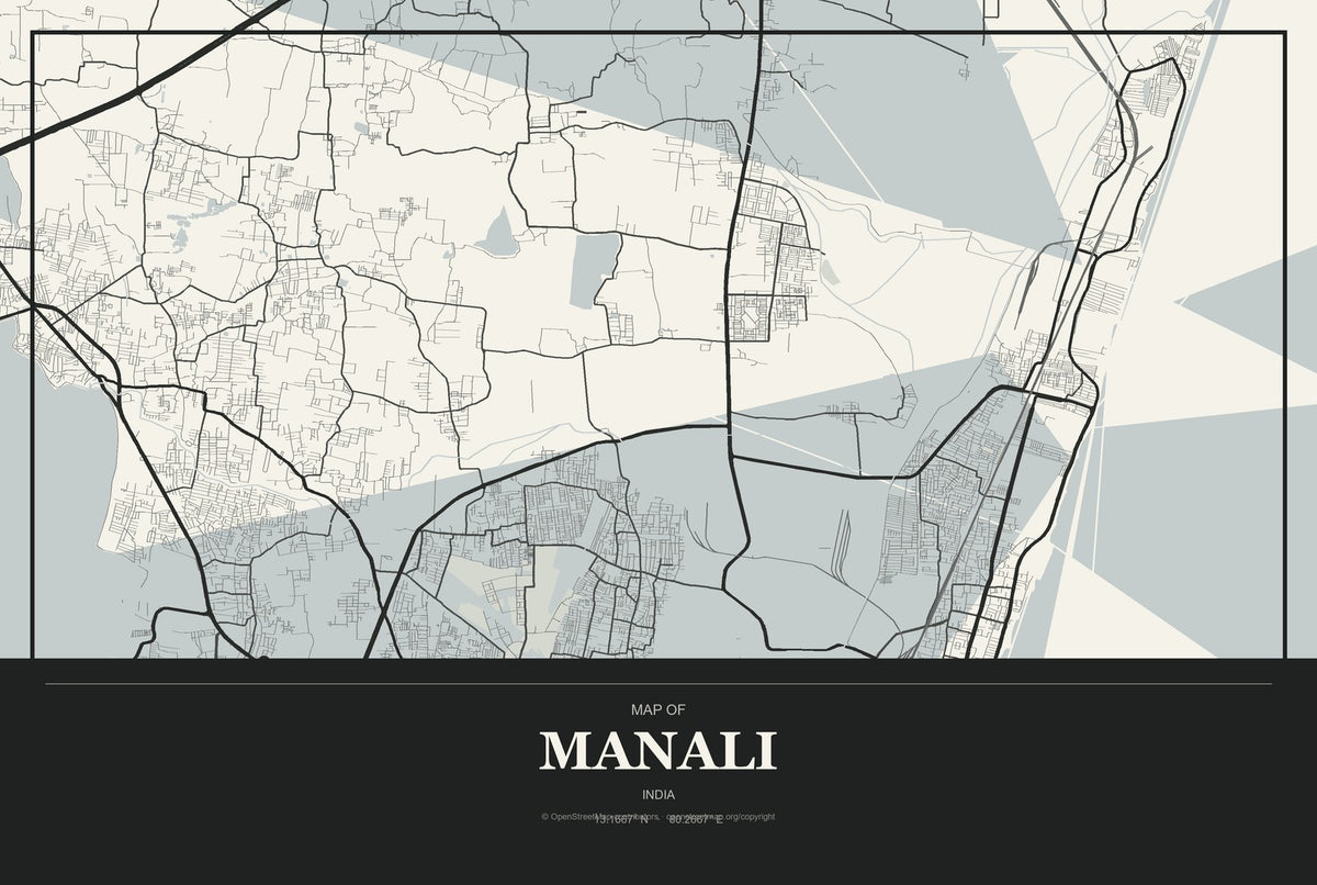 Manali, India City Map Aluminum Sign in Museum Plaque style