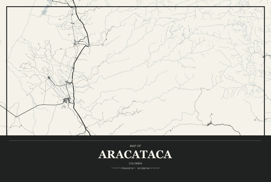 Aracataca, Colombia City Map Aluminum Sign in Museum Plaque style