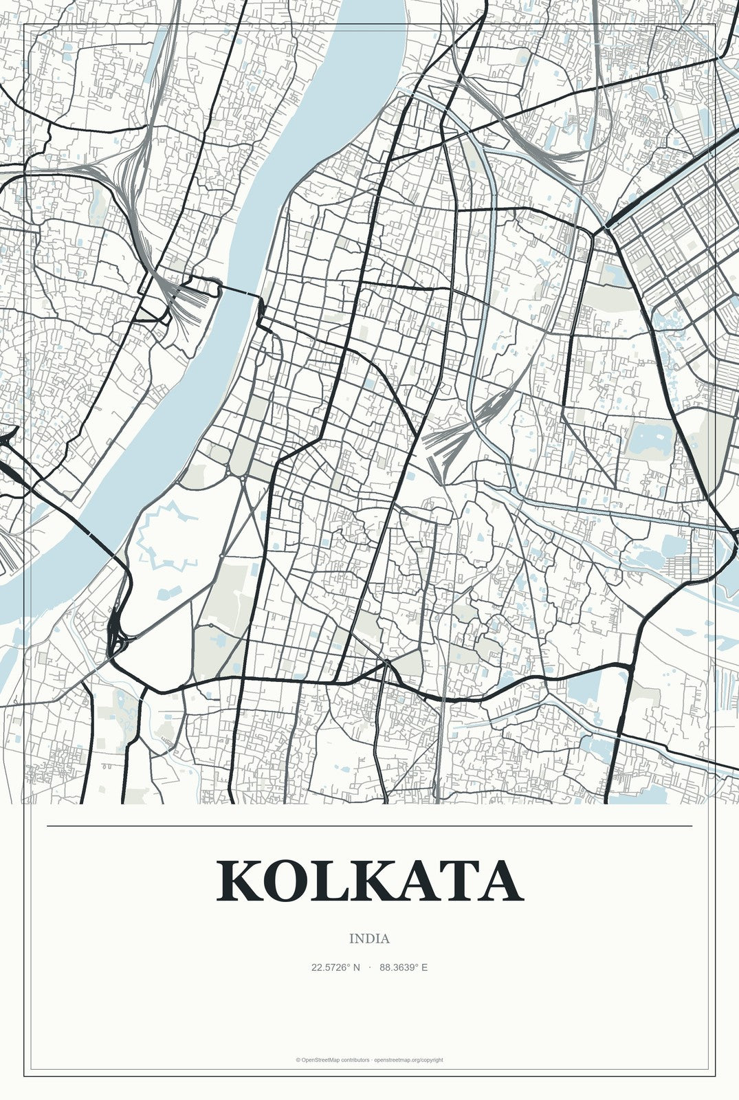 Kolkata, India City Map Aluminum Sign in Gallery Air style