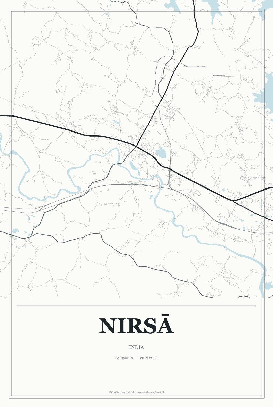 Nirsā, India City Map Aluminum Sign in Gallery Air style