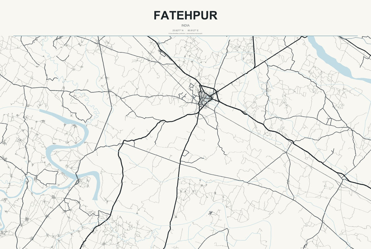 Fatehpur, Rajasthan, India City Map Aluminum Sign in Headline Atlas style