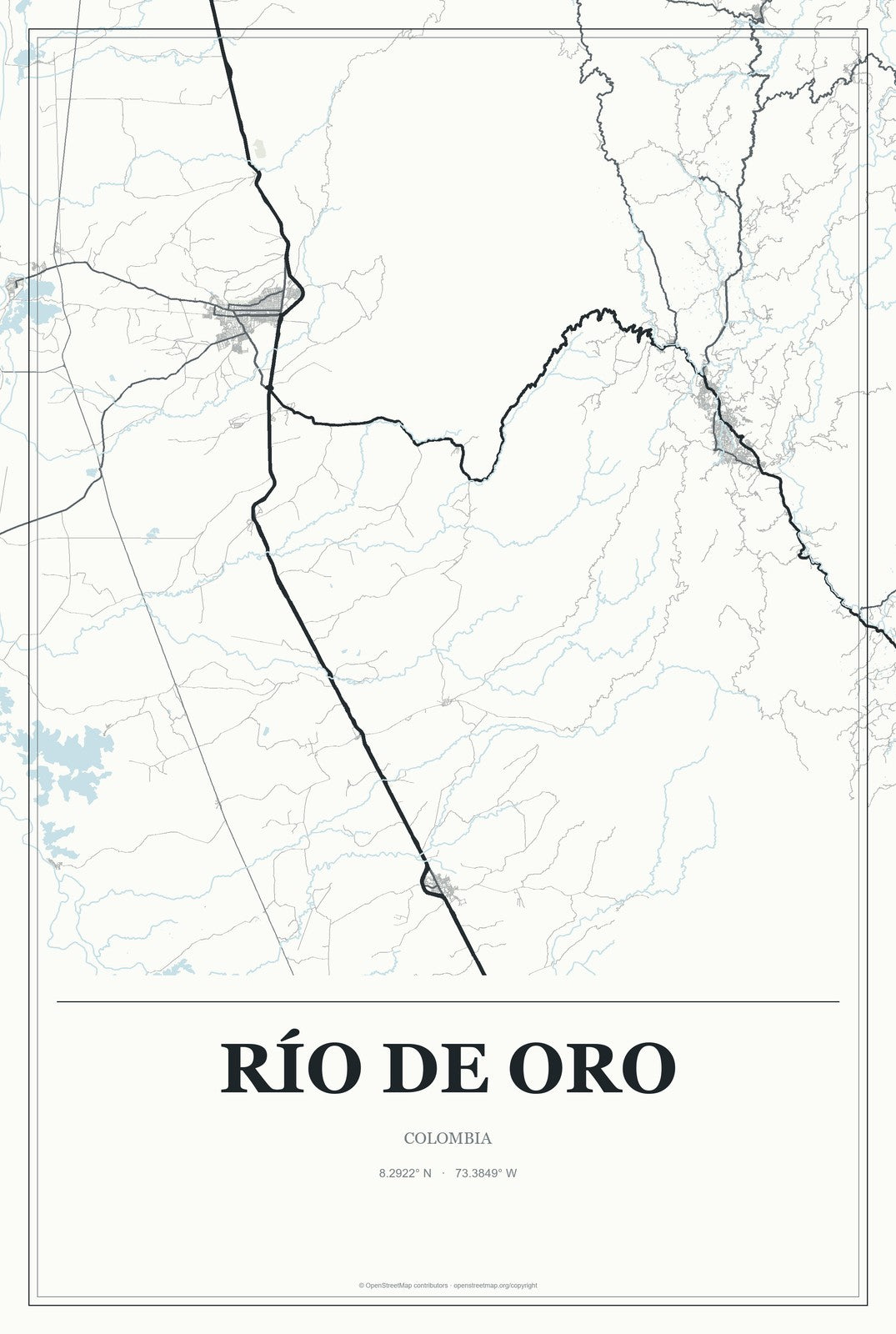 Río de Oro, Colombia City Map Aluminum Sign in Gallery Air style