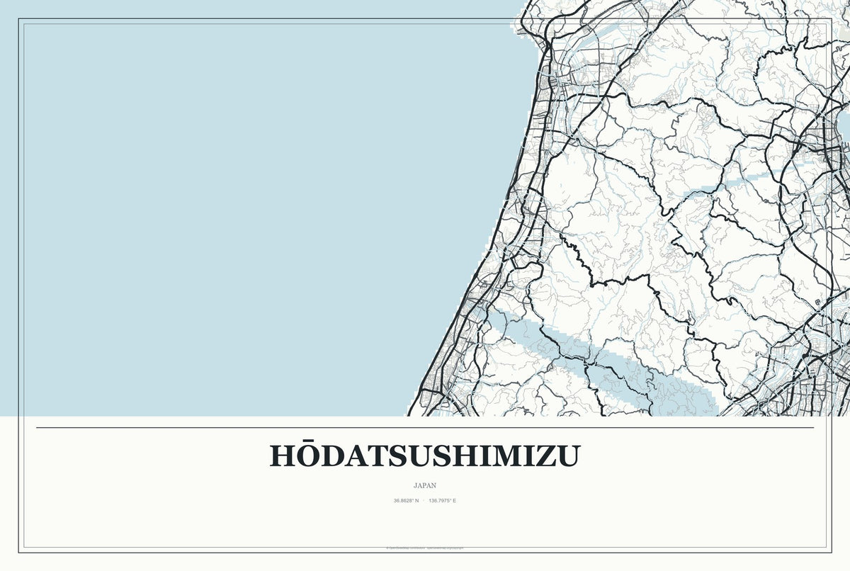 Hōdatsushimizu, Japan City Map Aluminum Sign in Gallery Air style
