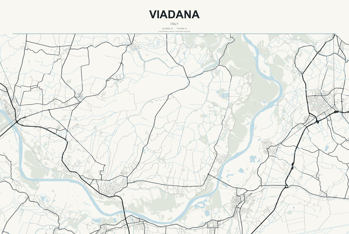 Viadana, Italy City Map Aluminum Sign in Headline Atlas style