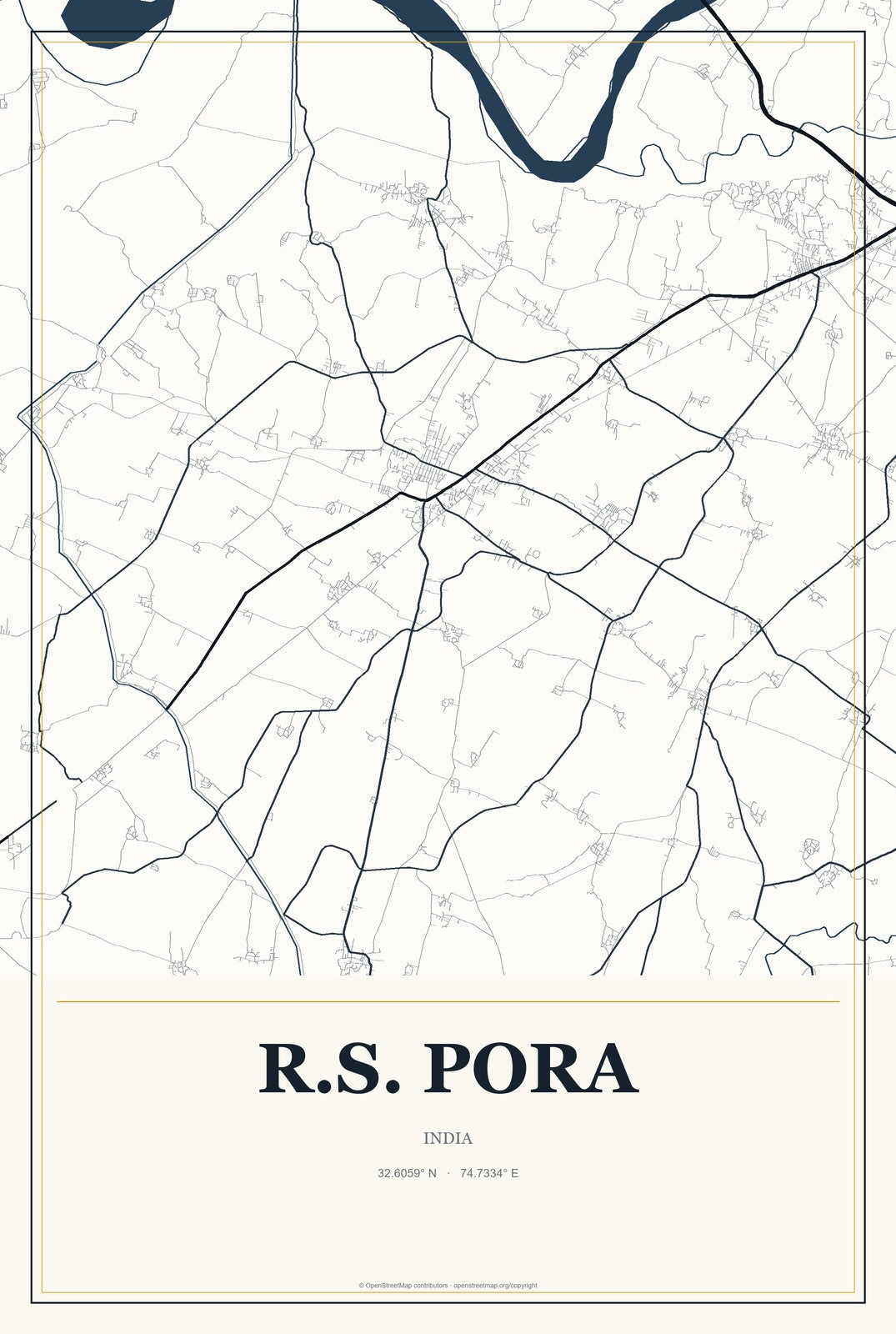 R.S. Pora, India City Map Aluminum Sign in Citrine Modern style