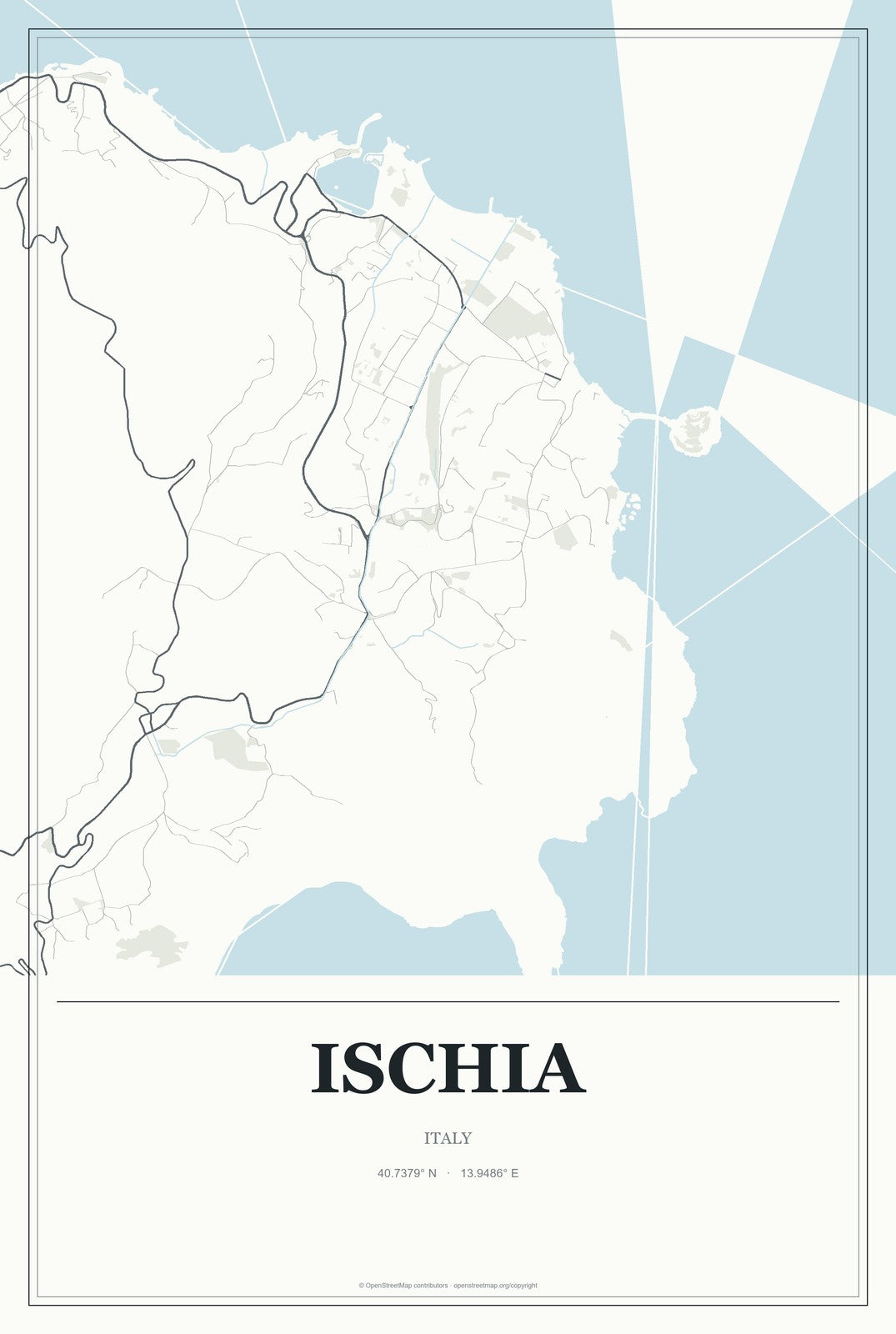 Ischia, Italy City Map Aluminum Sign in Gallery Air style