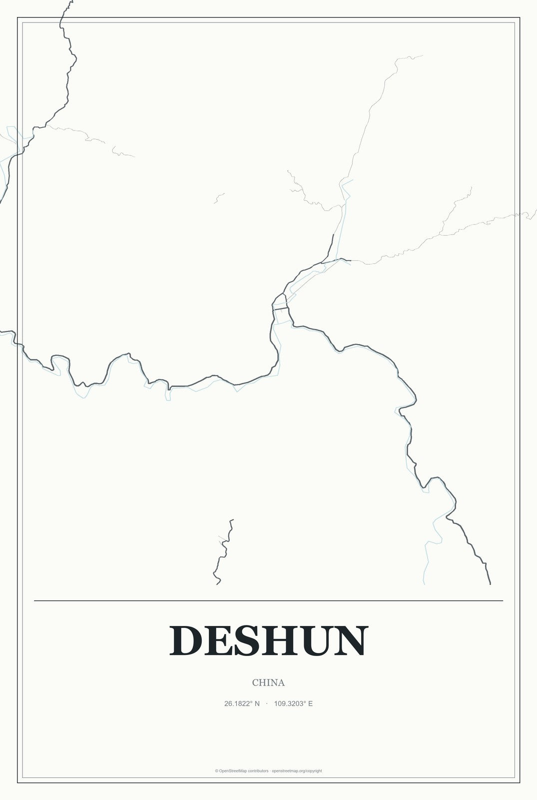Deshun, China City Map Aluminum Sign in Gallery Air style