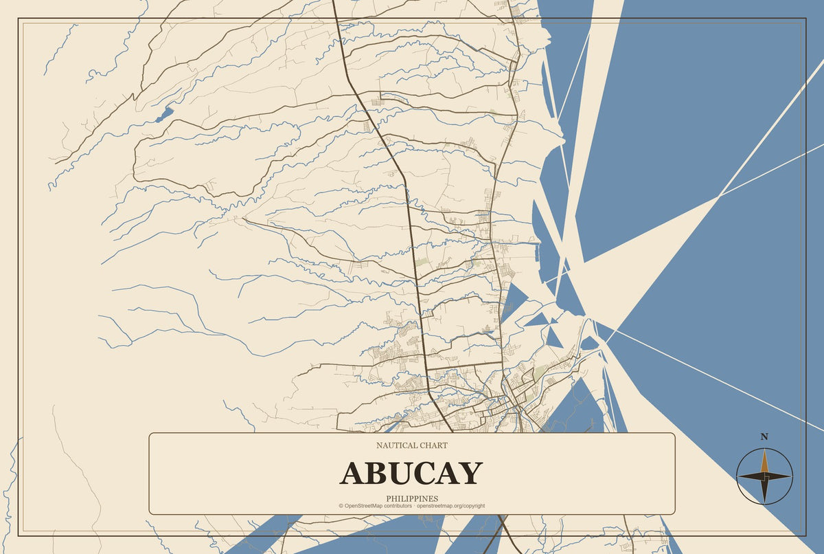 Abucay, Philippines City Map Aluminum Sign in Heritage Nautical style