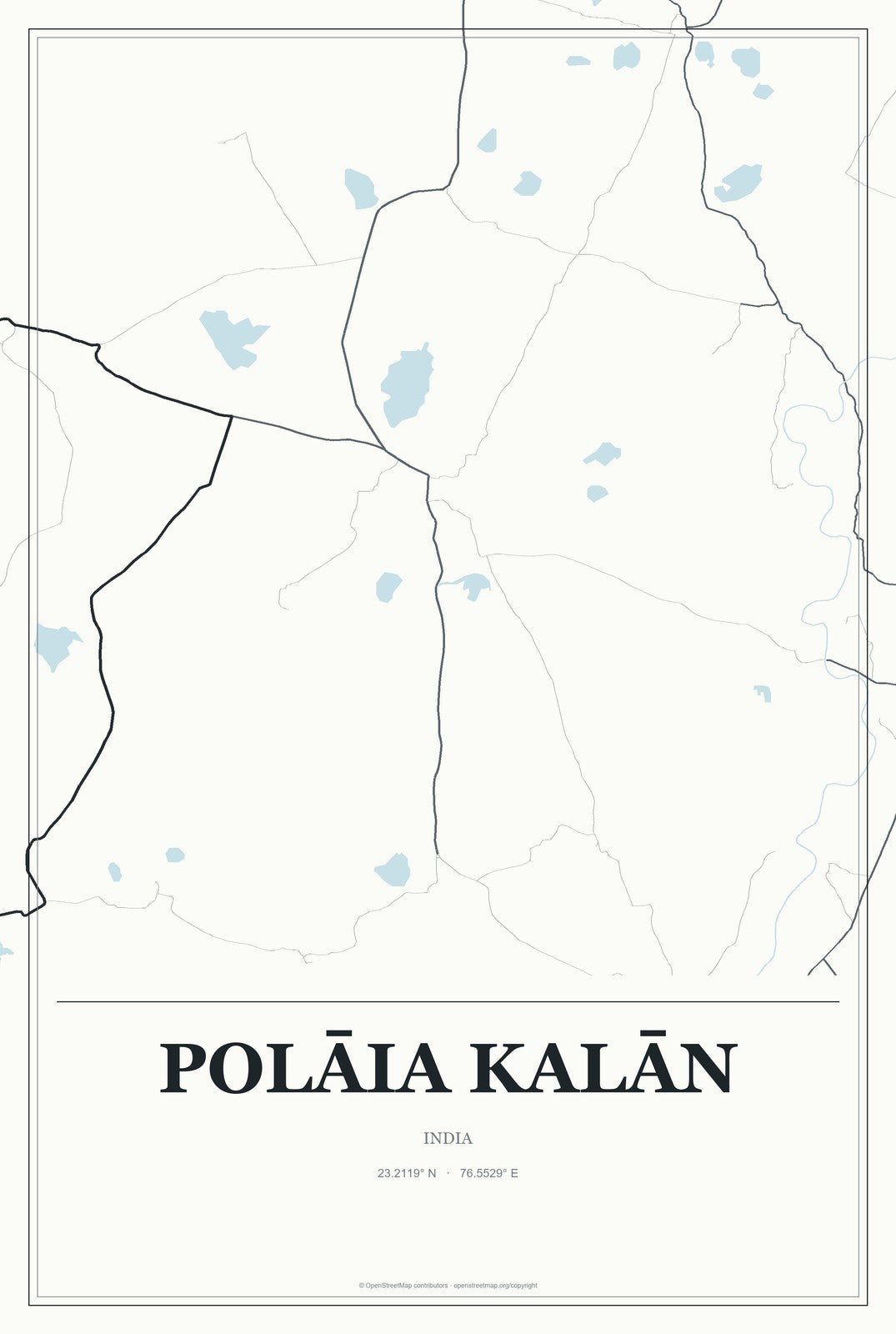 Polāia Kalān, India City Map Aluminum Sign in Gallery Air style