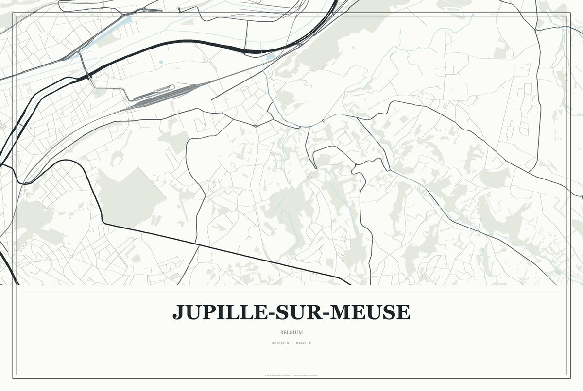 Jupille-sur-Meuse, Belgium City Map Aluminum Sign in Gallery Air style