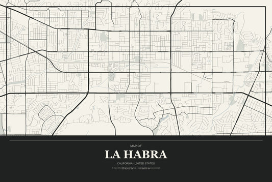 La Habra, California City Map Aluminum Sign in Museum Plaque style