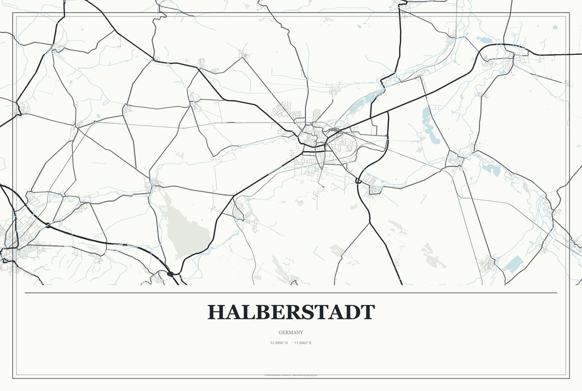 Halberstadt, Germany City Map Aluminum Sign in Gallery Air style