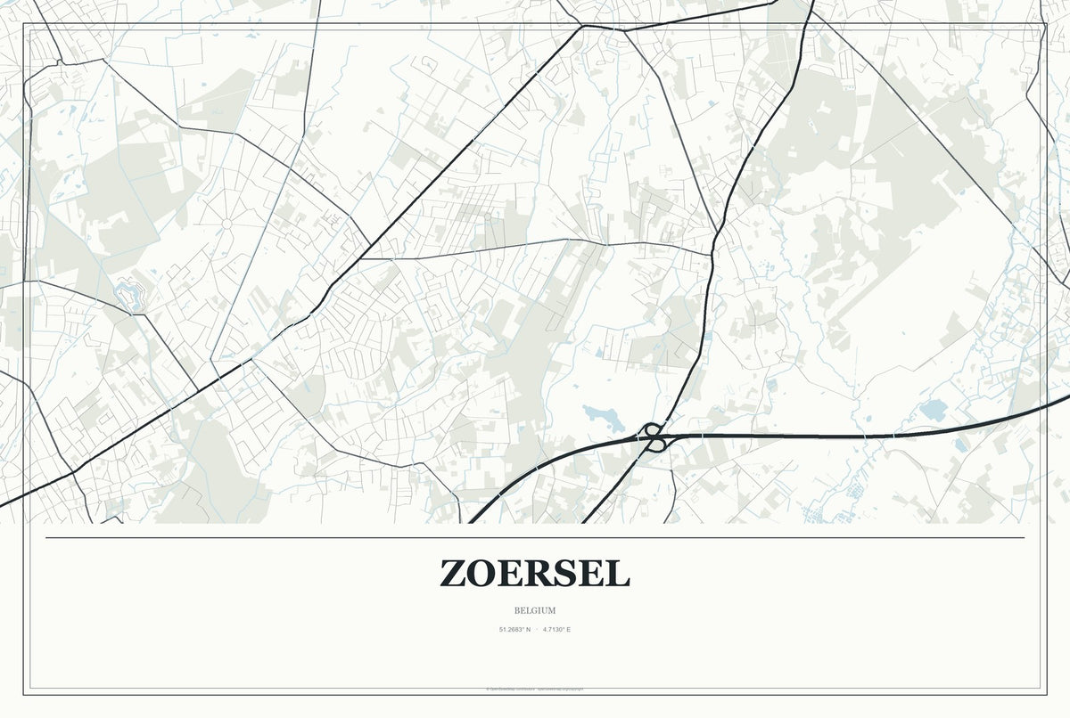 Zoersel, Belgium City Map Aluminum Sign in Gallery Air style