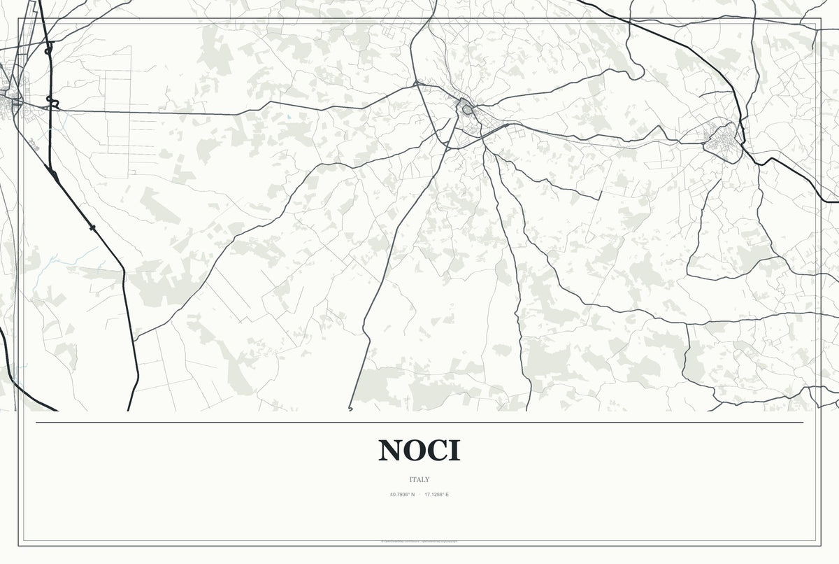 Noci, Italy City Map Aluminum Sign in Gallery Air style