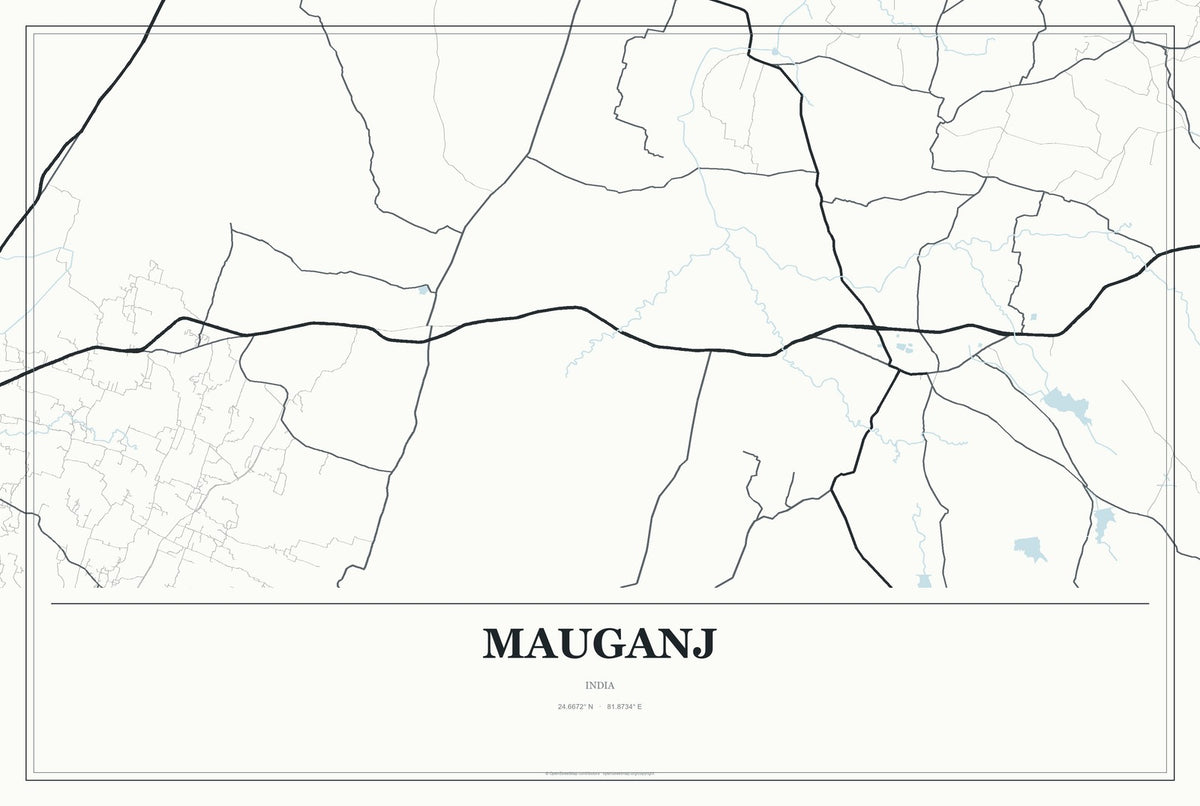 Mauganj, India City Map Aluminum Sign in Gallery Air style
