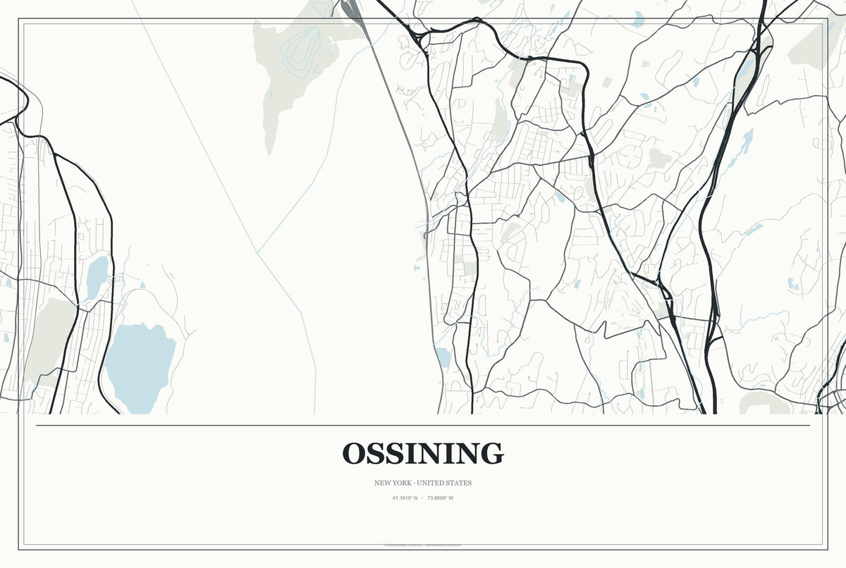 Ossining, New York City Map Aluminum Sign in Gallery Air style