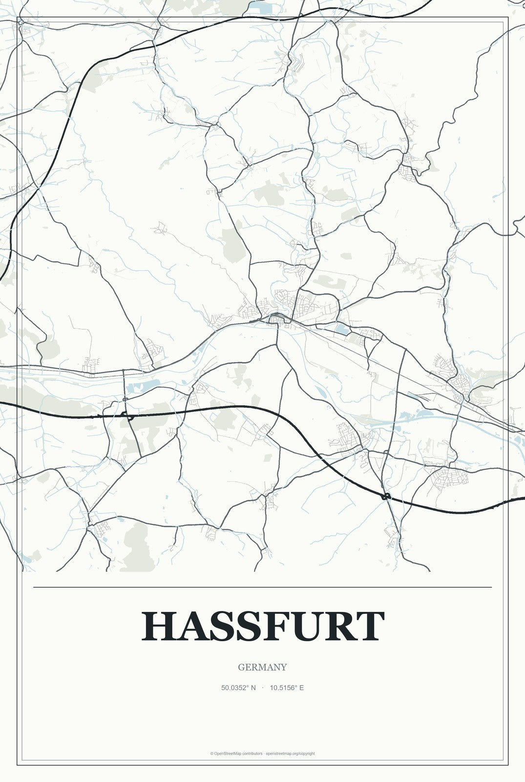 Haßfurt, Germany City Map Aluminum Sign in Gallery Air style